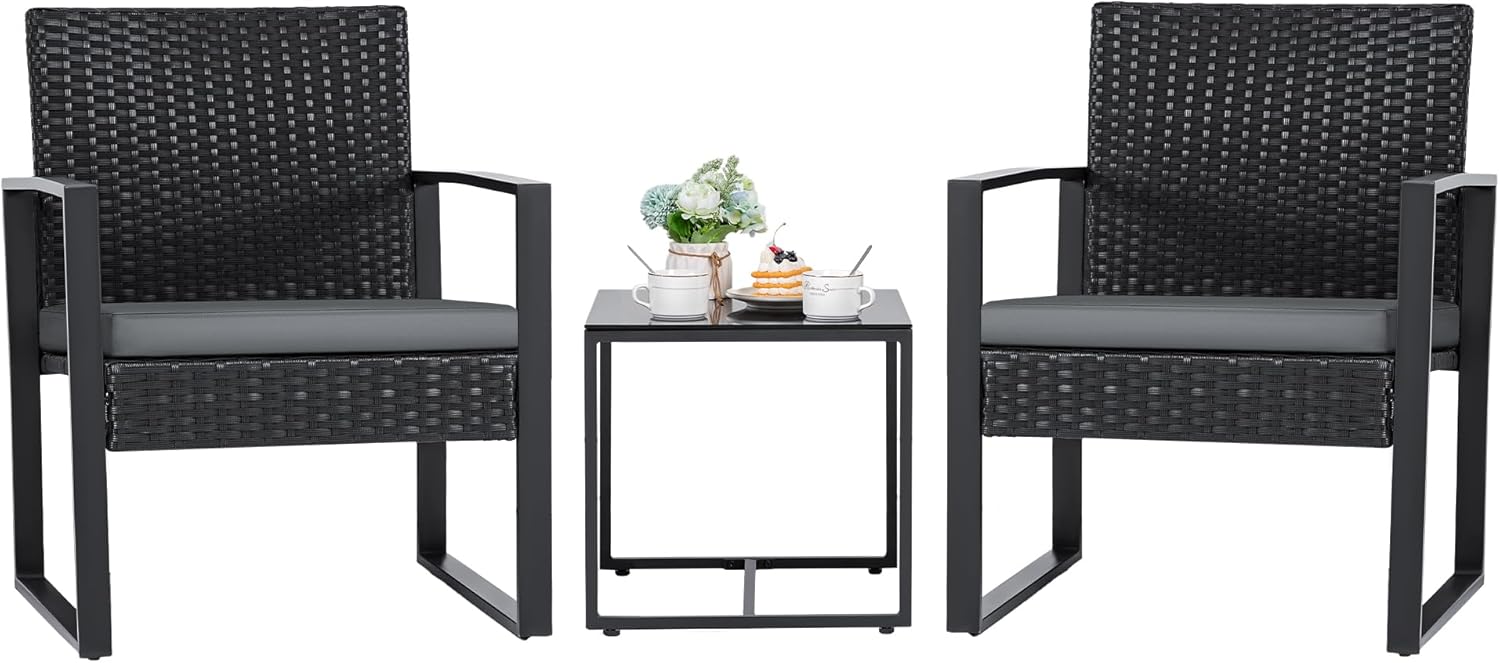 3-Piece Outdoor Patio Wicker Furniture Set with Coffee Table