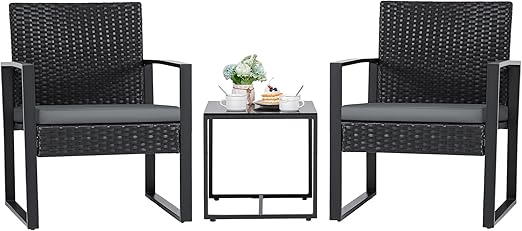 3-Piece Wicker Patio Bistro Set