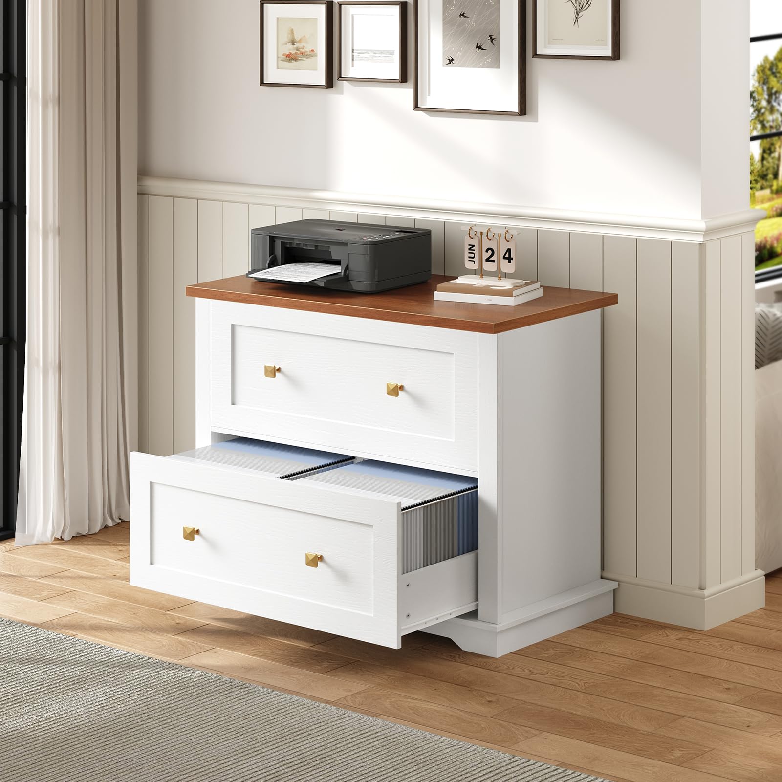 2 Drawer Lateral File Cabinet with Printer Stand