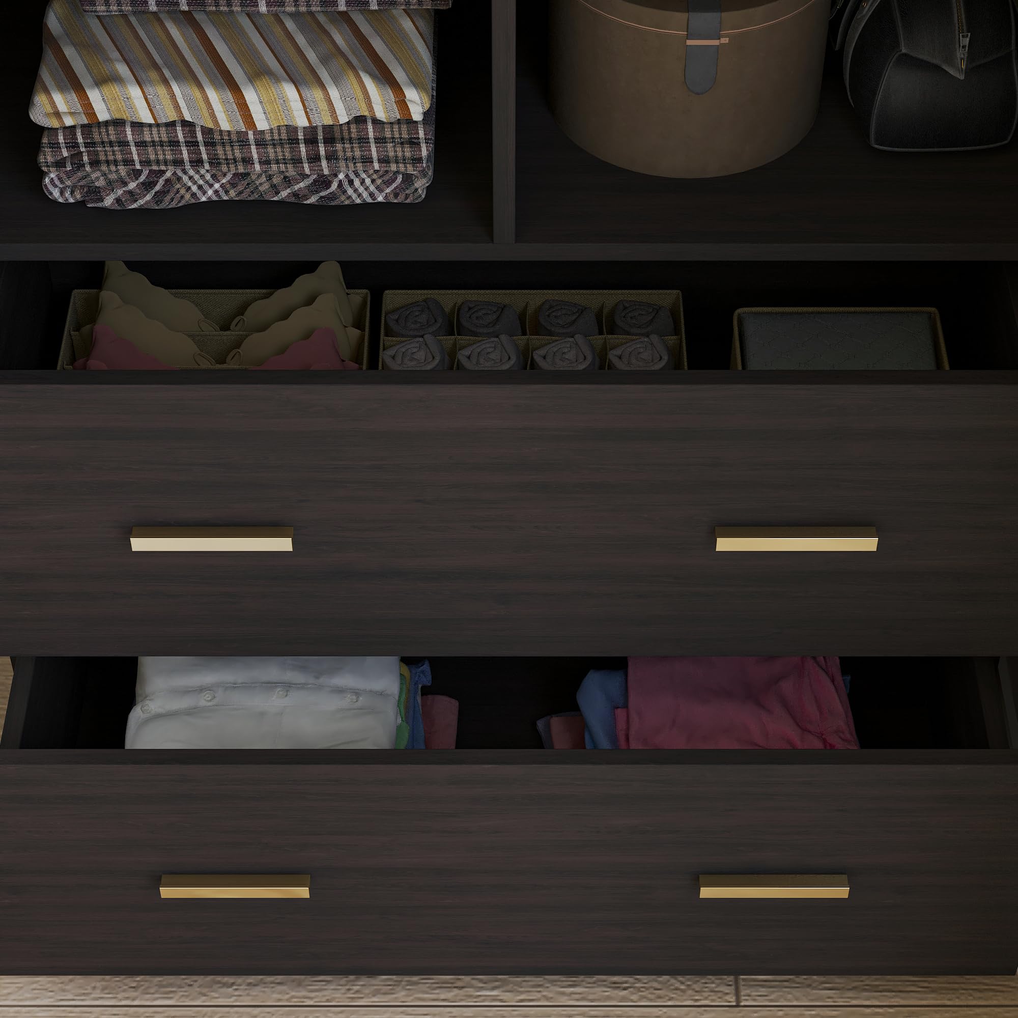 2-Door Wardrobe Armoire with Mirror and Drawers
