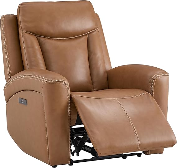 Genuine Leather Power Recliner with Zero Gravity & Adjustable Headrest