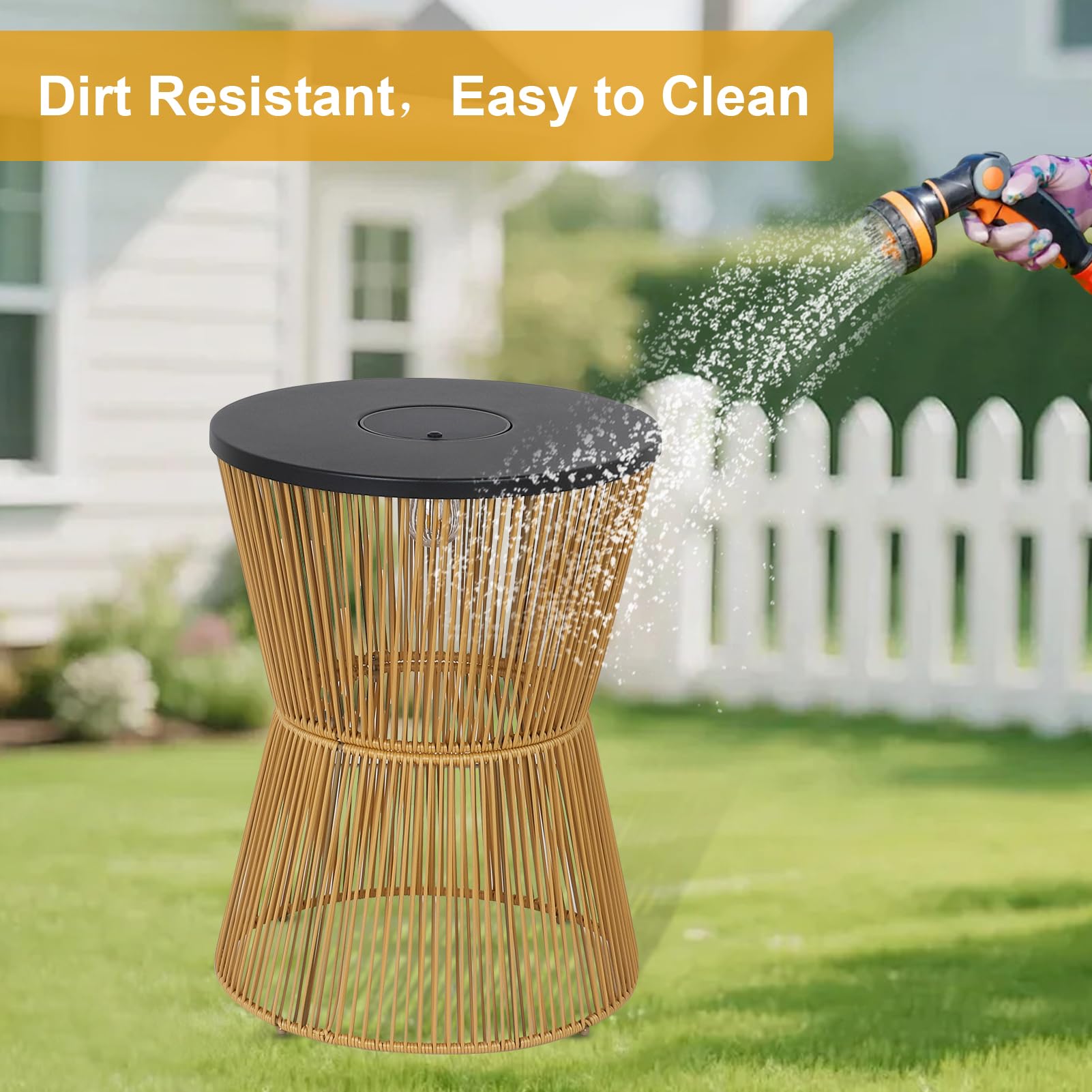 Solar Outdoor Side Table Set with Dimmable Light