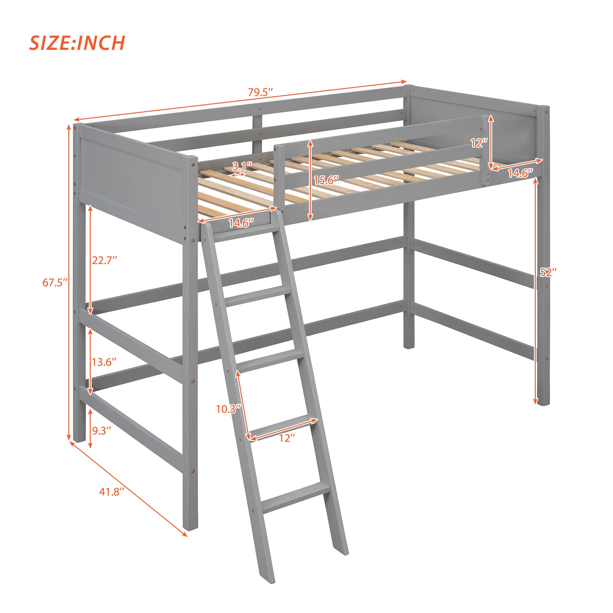 Twin Size Junior Loft Bed with Slide