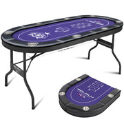 8 Player Folding Poker Table with Cup Holders