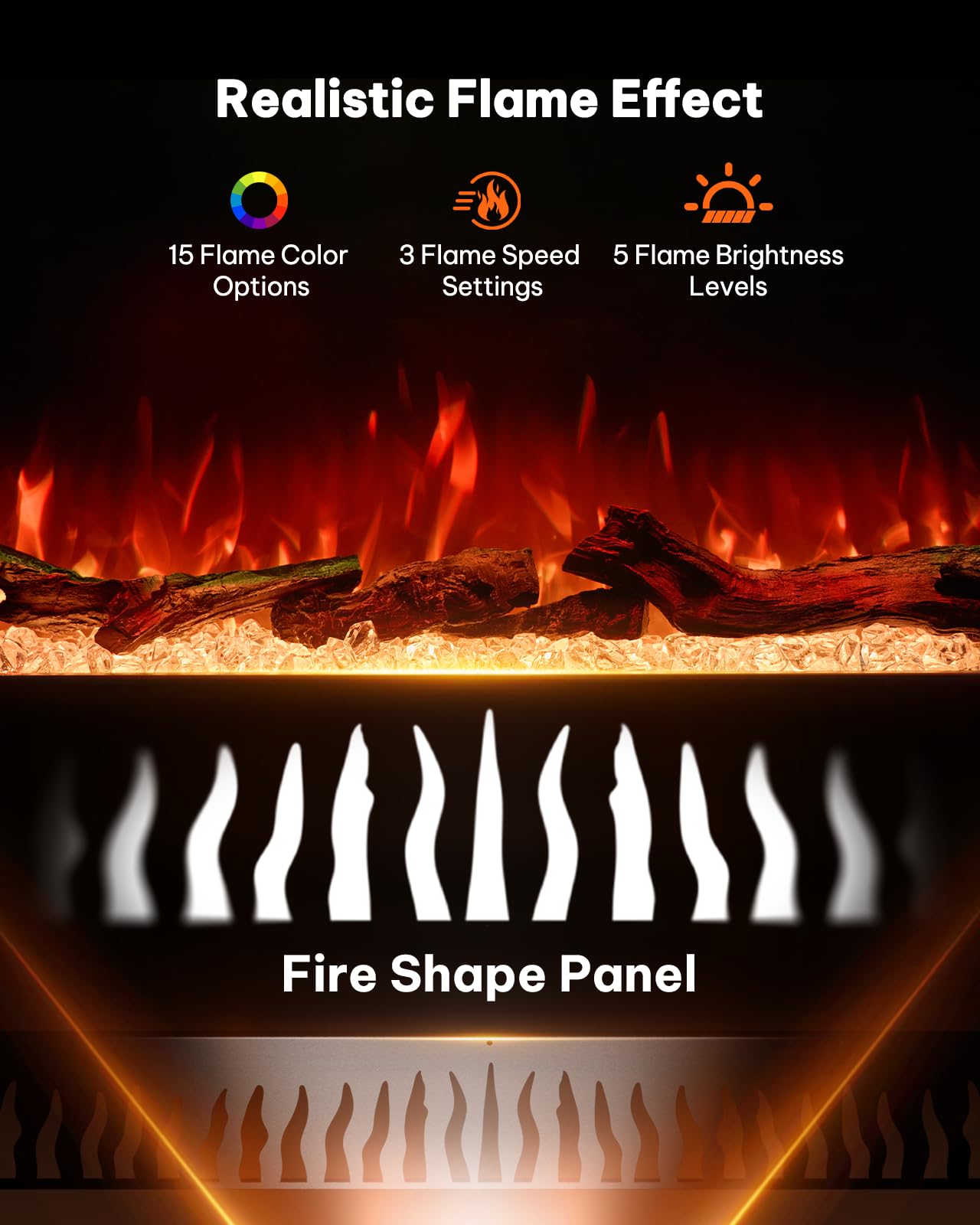50" Triple-View Electric Fireplace with Smart Controls
