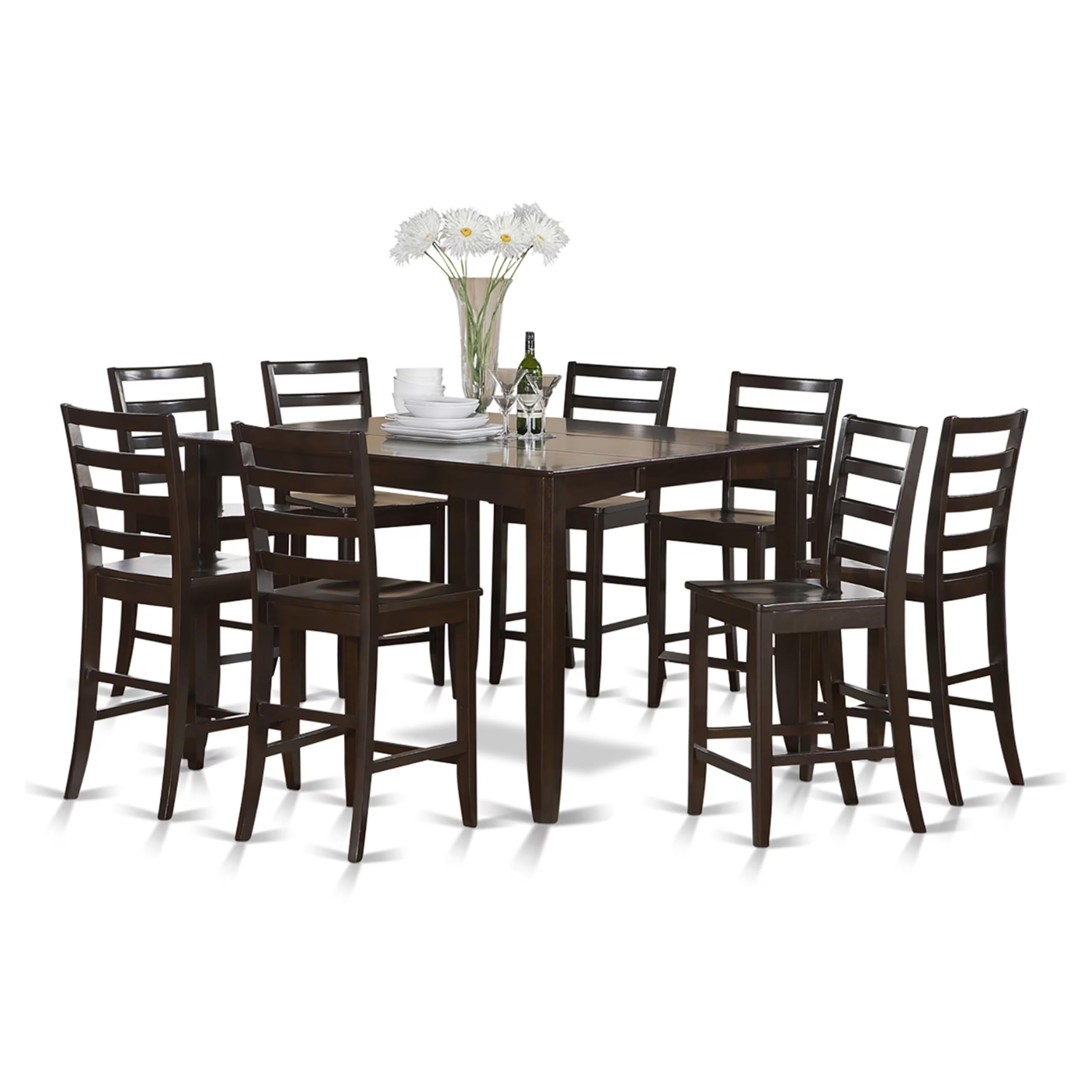 9-Piece Counter Height Dining Set with Butterfly Leaf Table