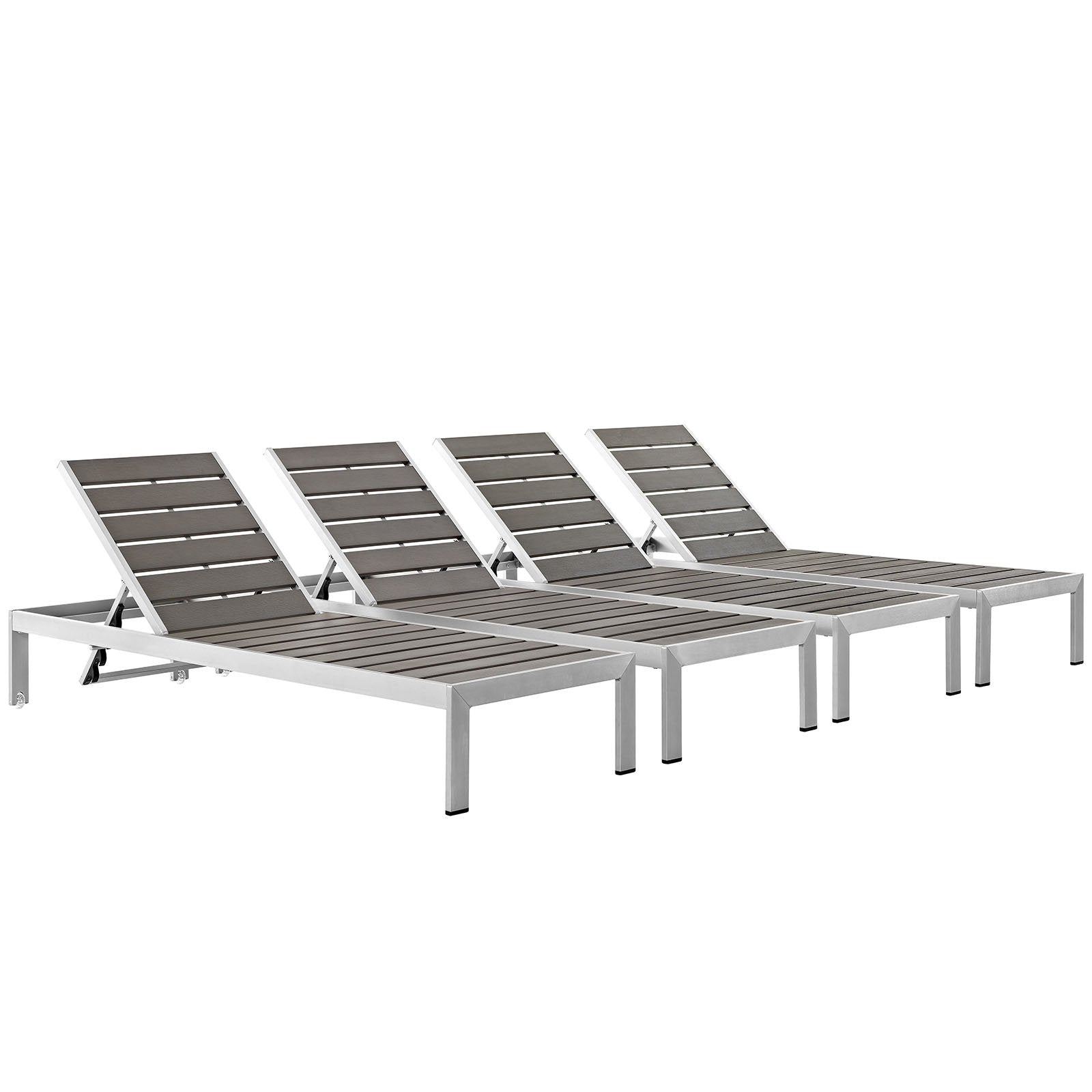Aluminum Outdoor Patio Chaise Lounge Chairs Set of 4