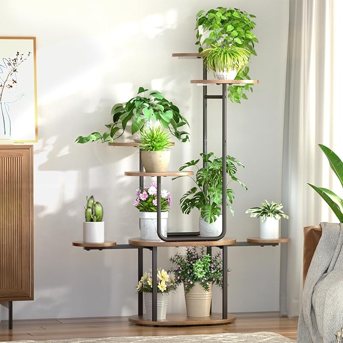 65 Inch Plant Stand with Grow Lights - 9 Tier Metal Indoor Plant Shelf