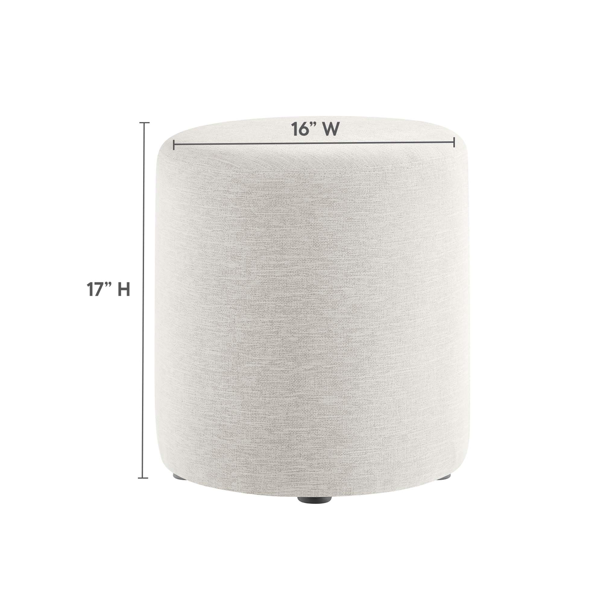 16" Round Woven Heathered Fabric Ottoman