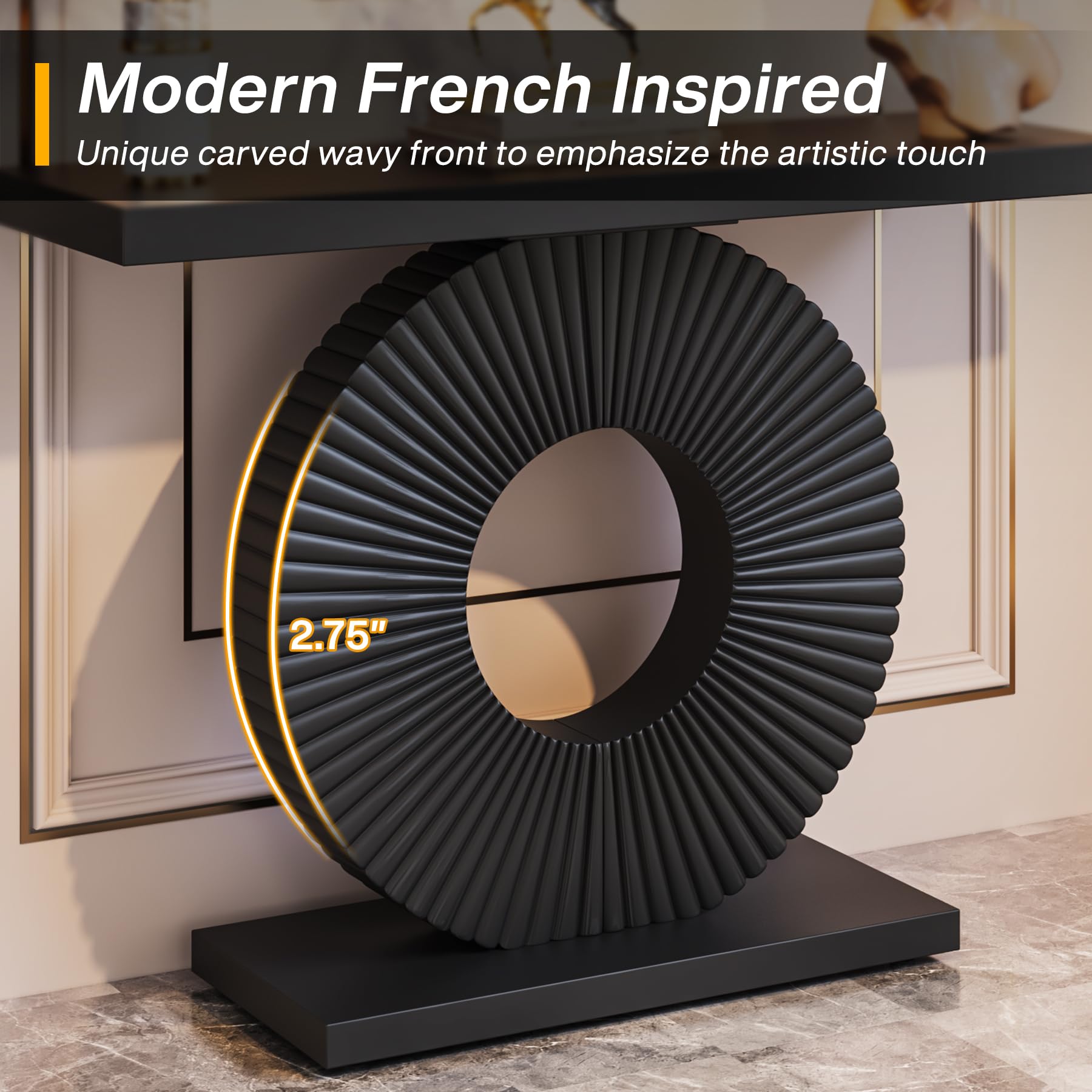 Modern Console Table with Geometric Base 40 Inch