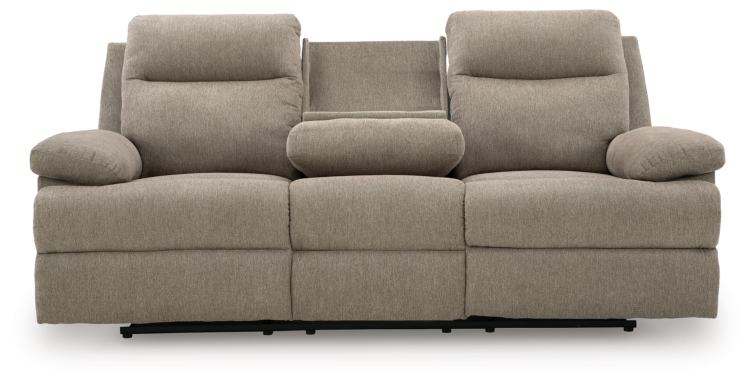 Mocha Chenille Reclining Sofa with Drop-Down Table