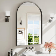 Arched Wall Mirror 30x48 Black Aluminum Frame
