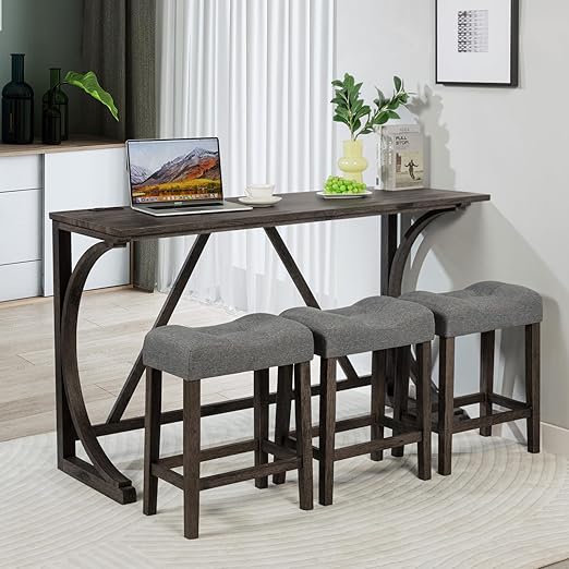 Industrial Counter Height Bar Table Set with Stools