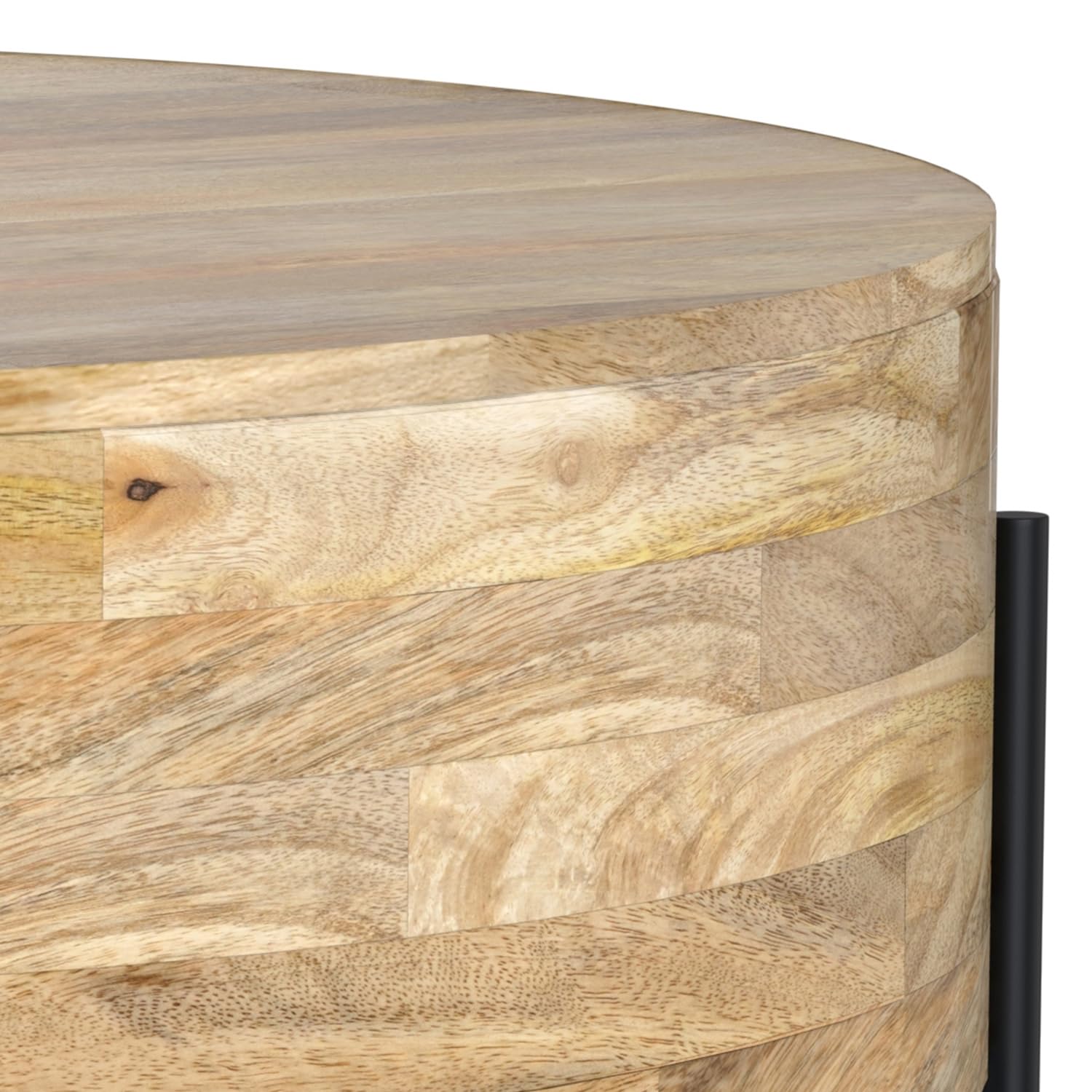 Rayburn Drum Coffee Table - 38 Inch Round Solid Mango Wood