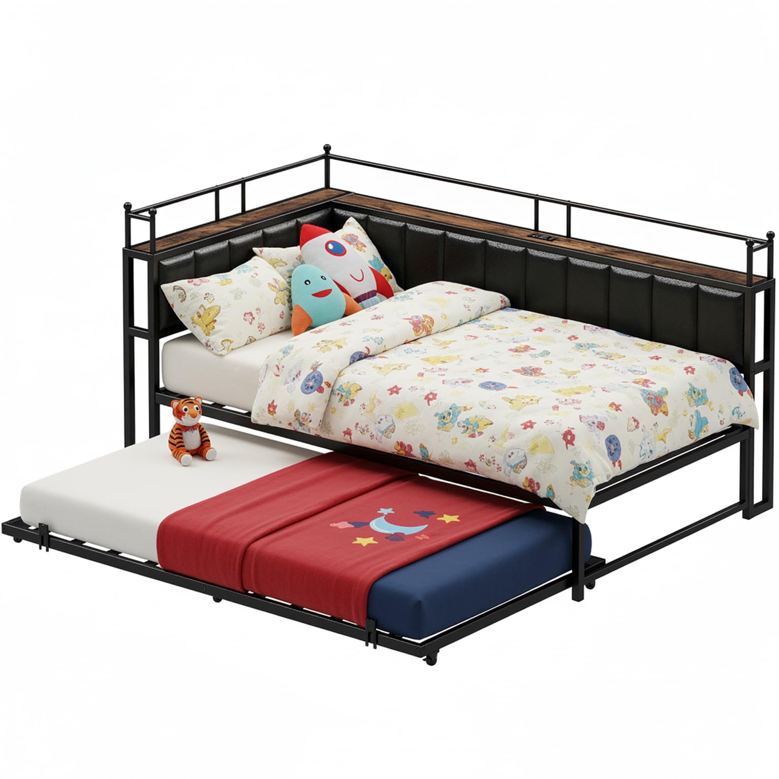 Daybed with Trundle and Bedside Storage