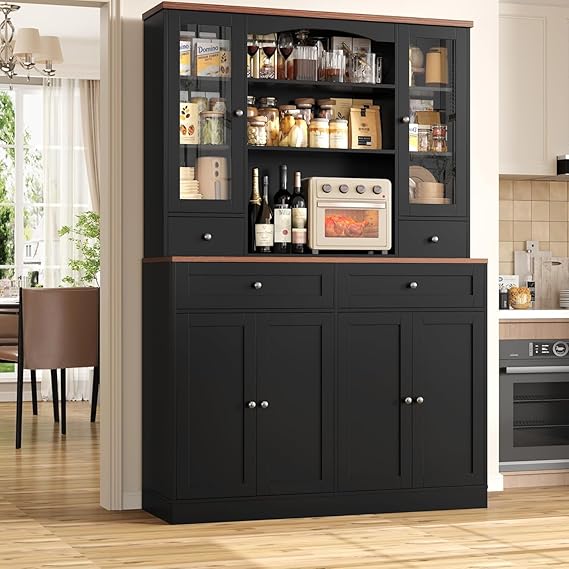 Kitchen Pantry Storage Cabinet with Wine Rack