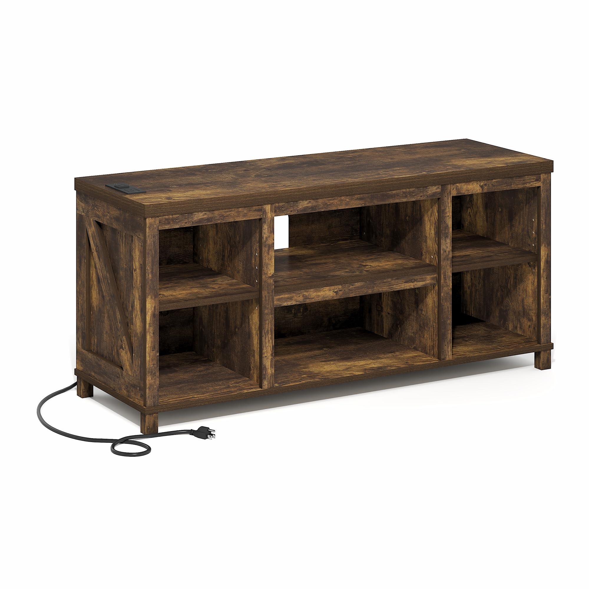 Farmhouse TV Stand with USB Charging Station