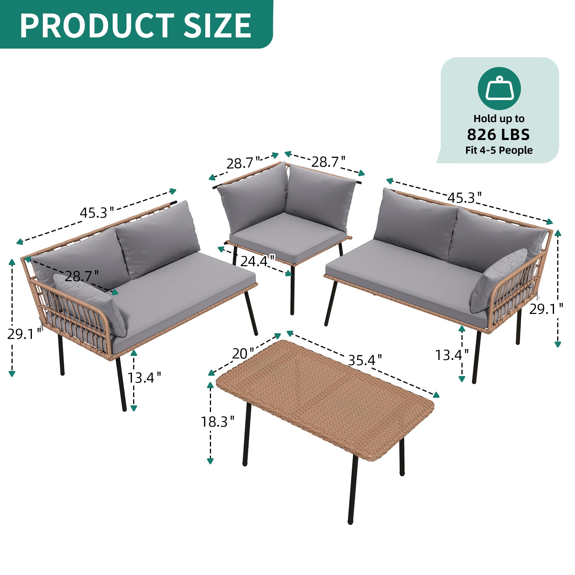 4-Piece Wicker Patio Conversation Set