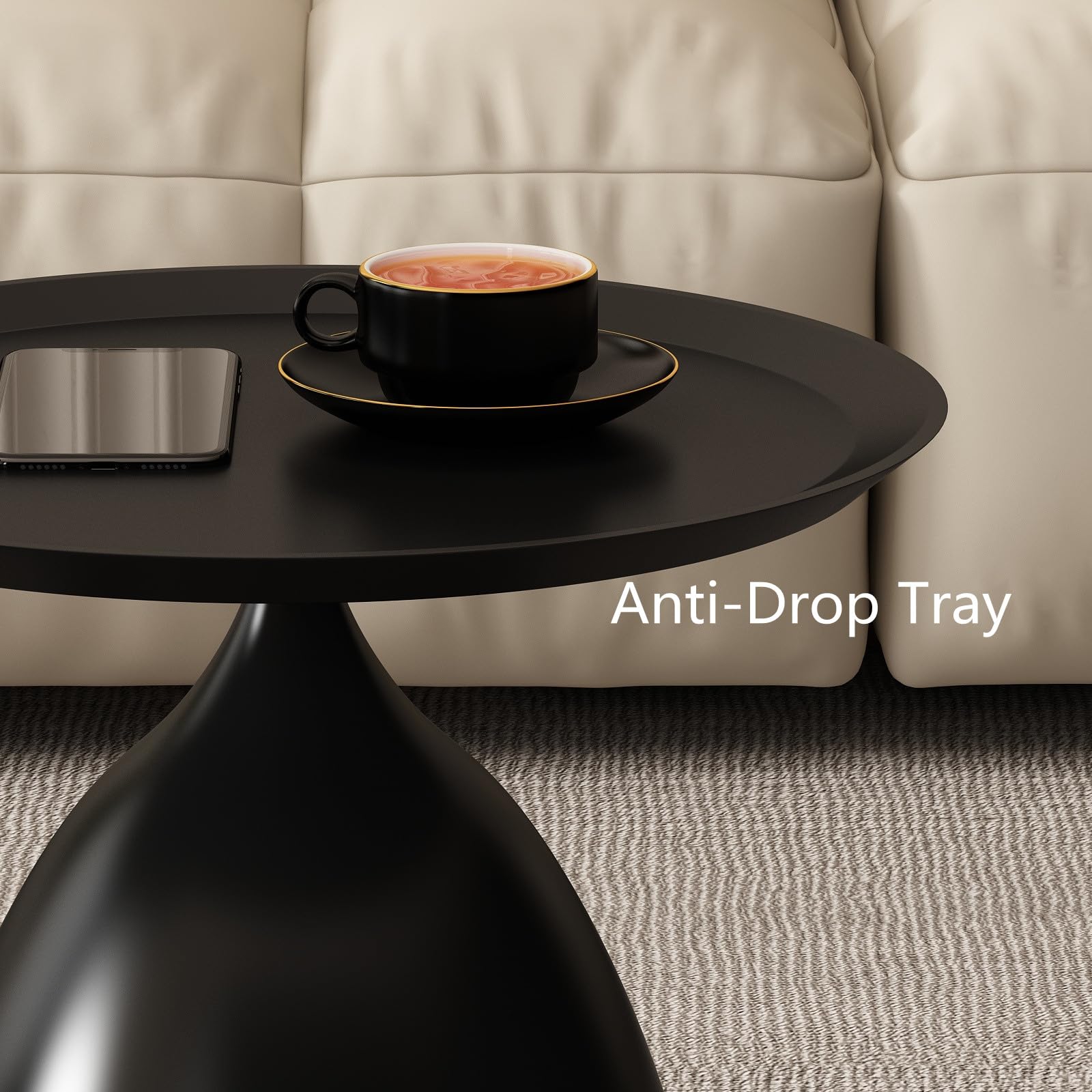 Nesting Tables, Black Side Tables, Modern End Tables for Living Room Nesting Coffee Table Set of 2,Console Table Pedestal Tables