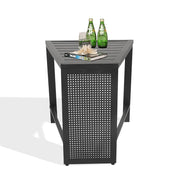 Ulax furniture Outdoor Side Table Patio Accent End Metal Slats Top Table