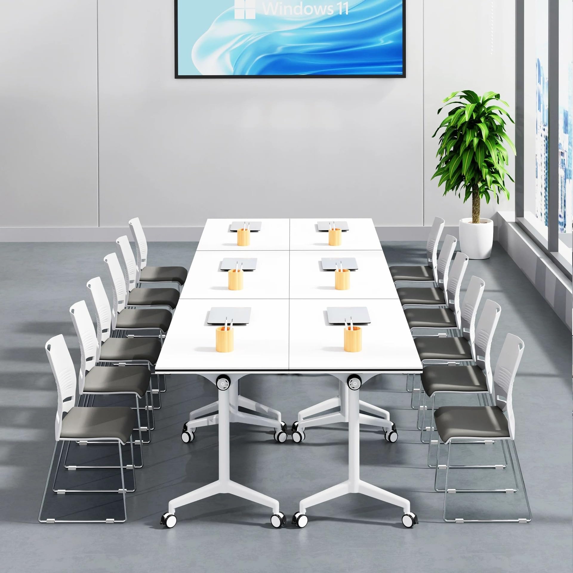 10.5ft Folding Conference Table with Wheels for 8 People