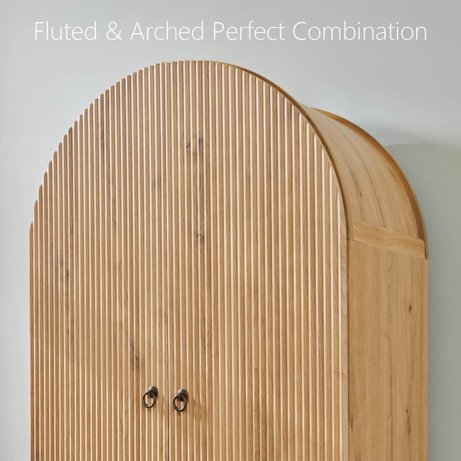 Fluted Arched Pantry Cabinet 71" Tall Kitchen Storage with Adjustable Shelves