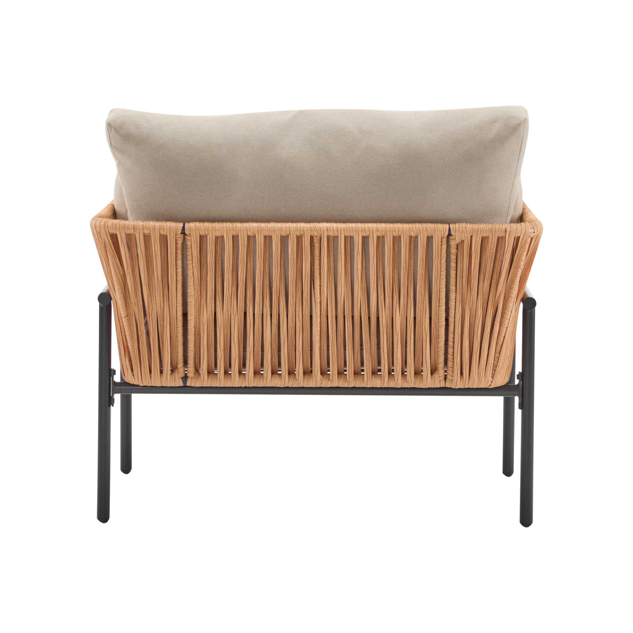 Modern Iron Lounge Chair with Rope Weave Design and Cushions