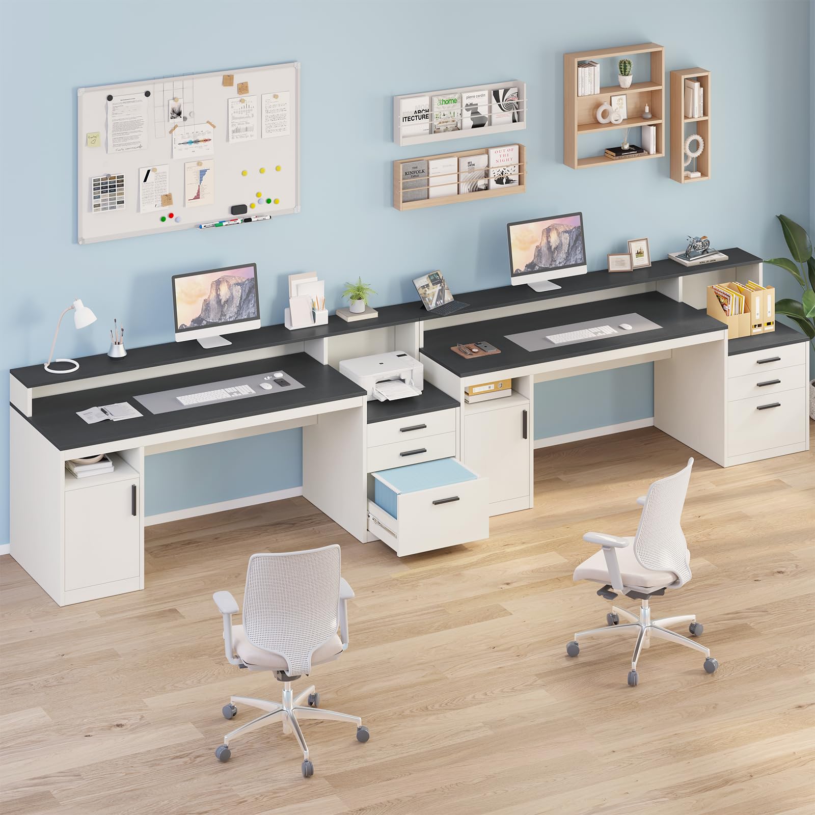 65 Inch Computer Desk with 3 Drawers and Storage Shelves