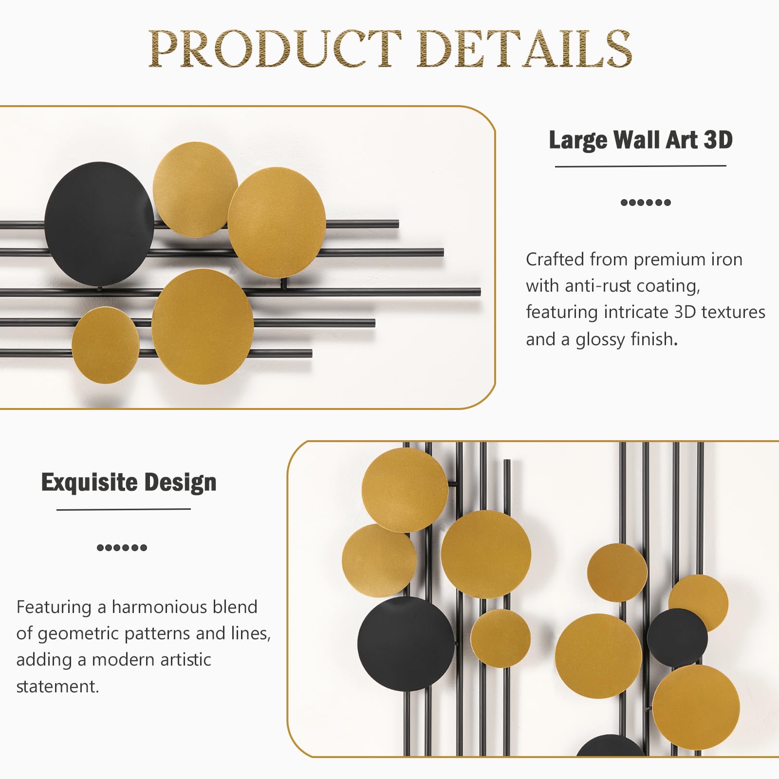 2 Pieces Large Metal Wall Decor 3D Modern Aesthetic Sculptures