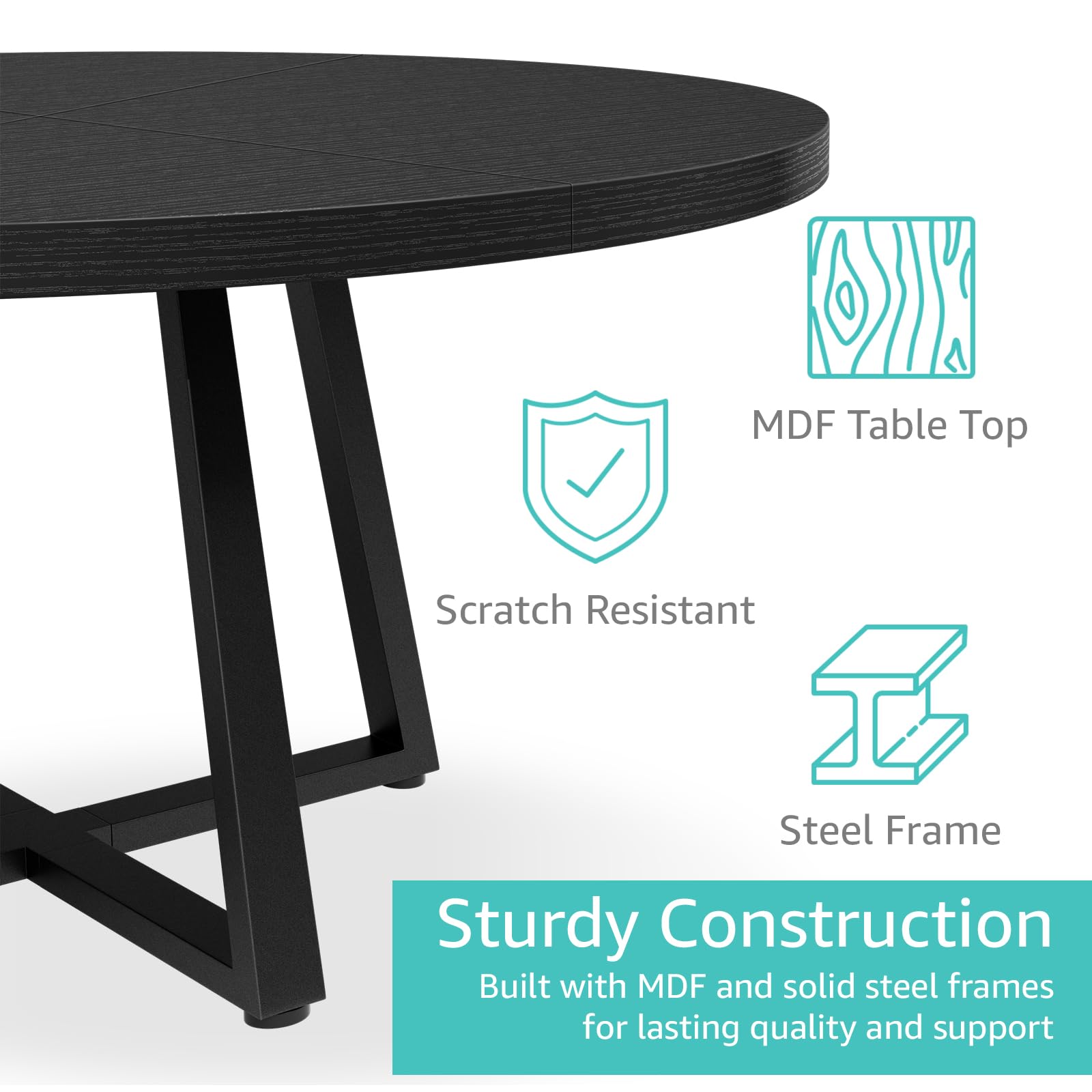 51 Inch Round Dining Table for 6