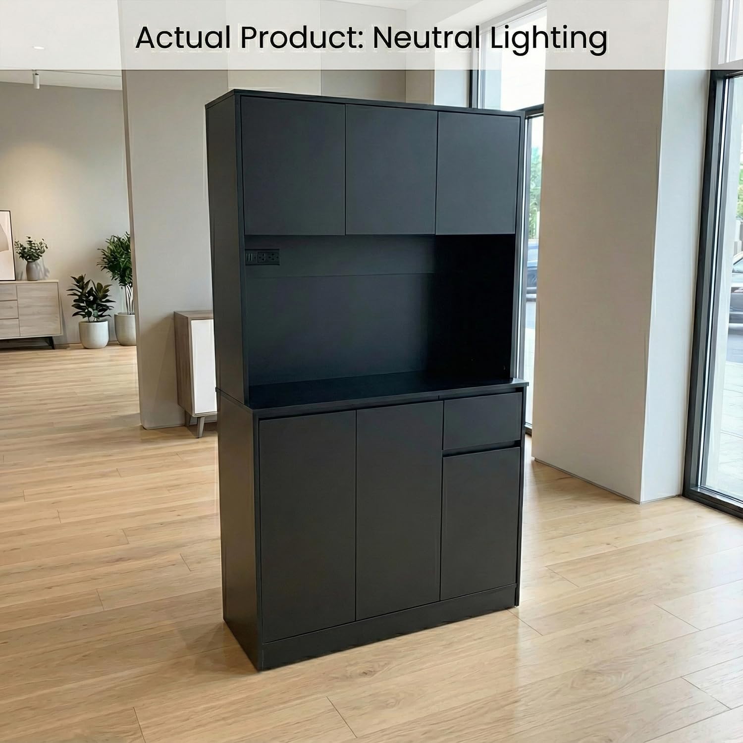 Tall Kitchen Pantry Cabinet with Power Outlet
