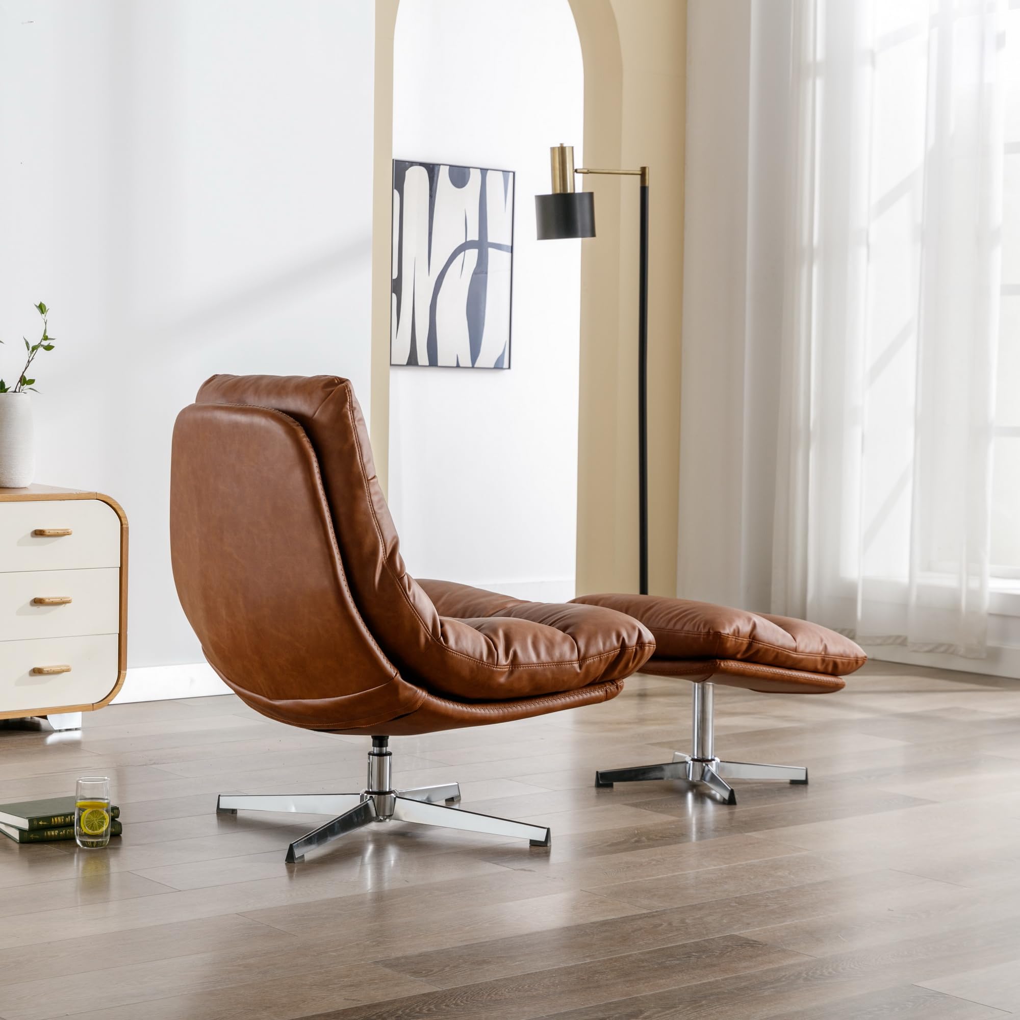 Swivel Accent Chair with Ottoman
