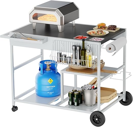 Outdoor Grill Cart with Foldable Top