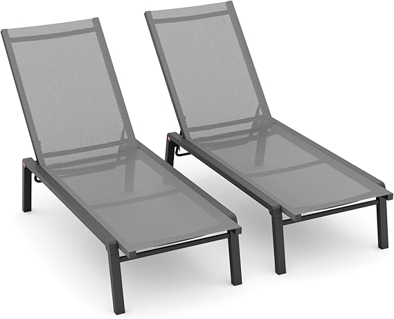 Adjustable Foldable Chaise Lounge Chair Set of 2