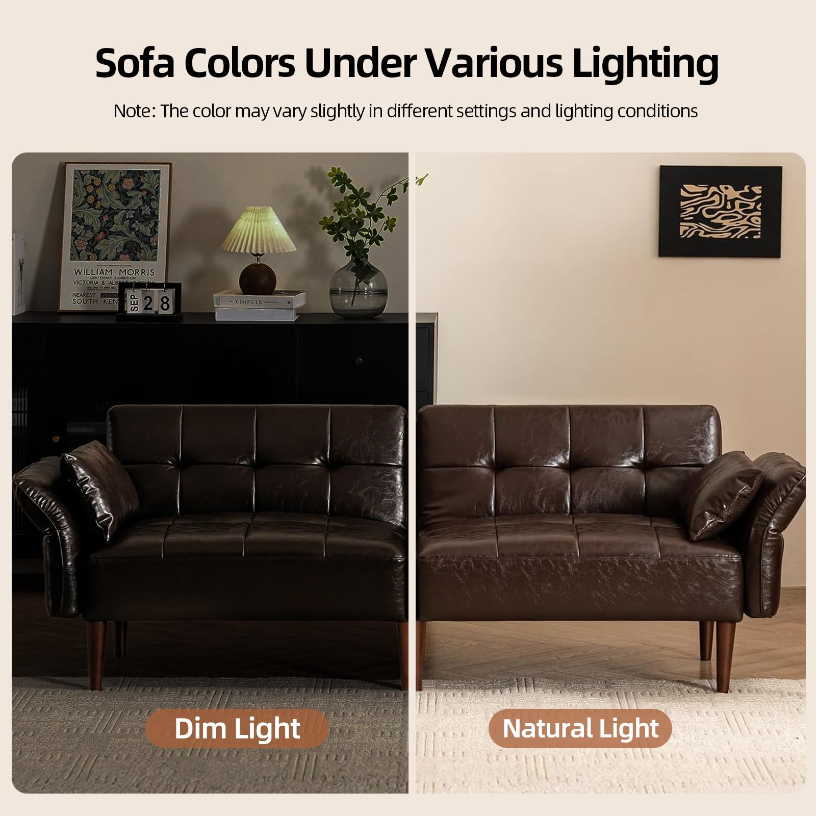 85" Futon Sofa Bed with Storage and Adjustable Armrests