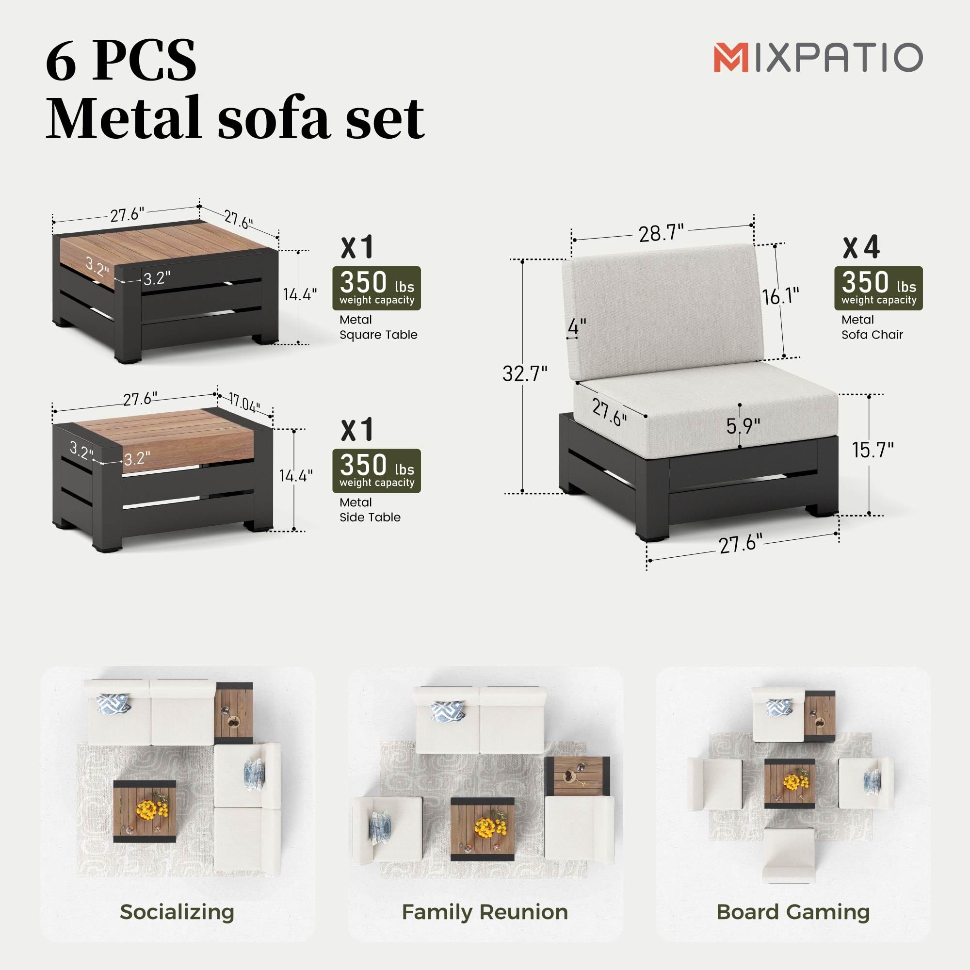 6-Piece Outdoor Sectional Patio Furniture Set