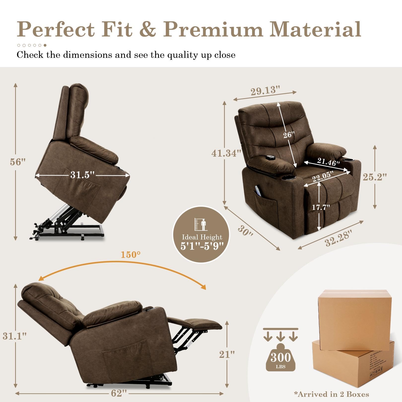Power Lift Recliner Chair with Massage and Heat