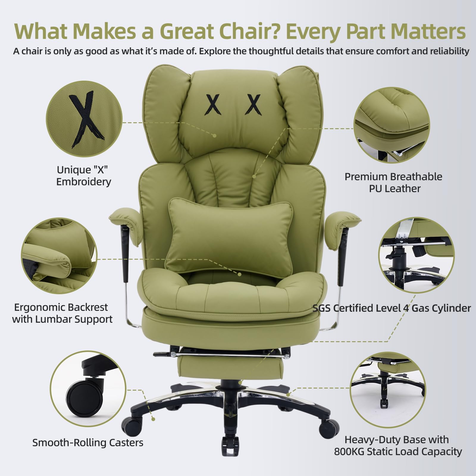 Big and Tall Office Chair with Footrest