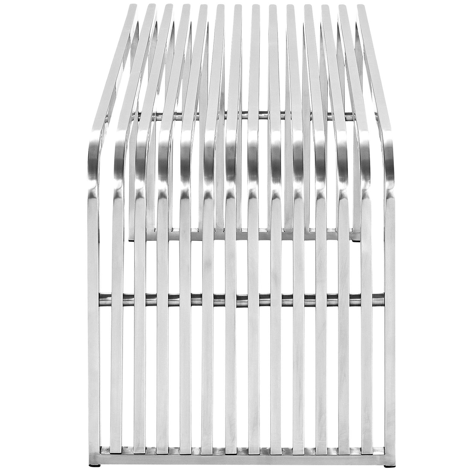 Contemporary Stainless Steel Metal Bench 47"