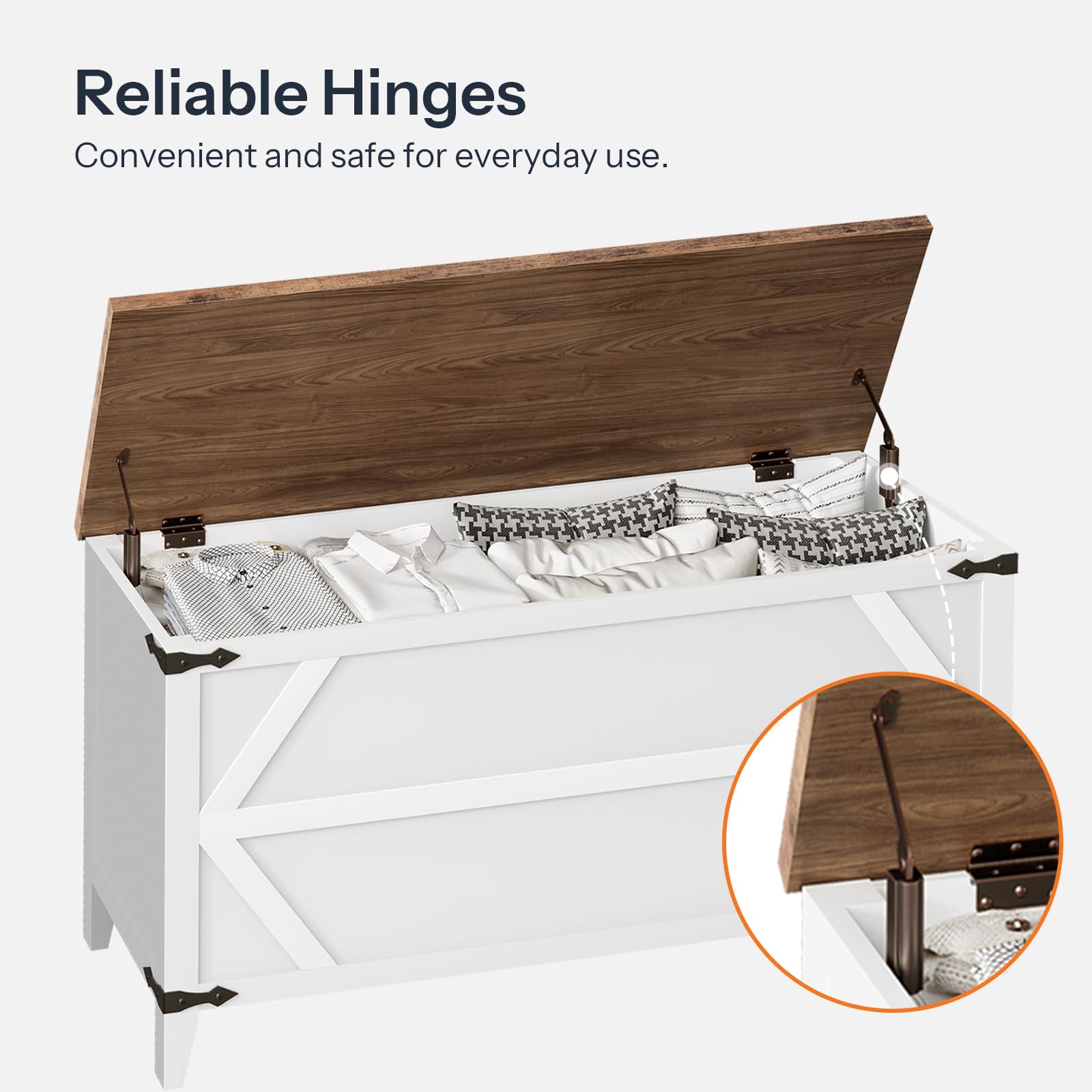 47.2" Toy Storage Bench with Safety Hinges