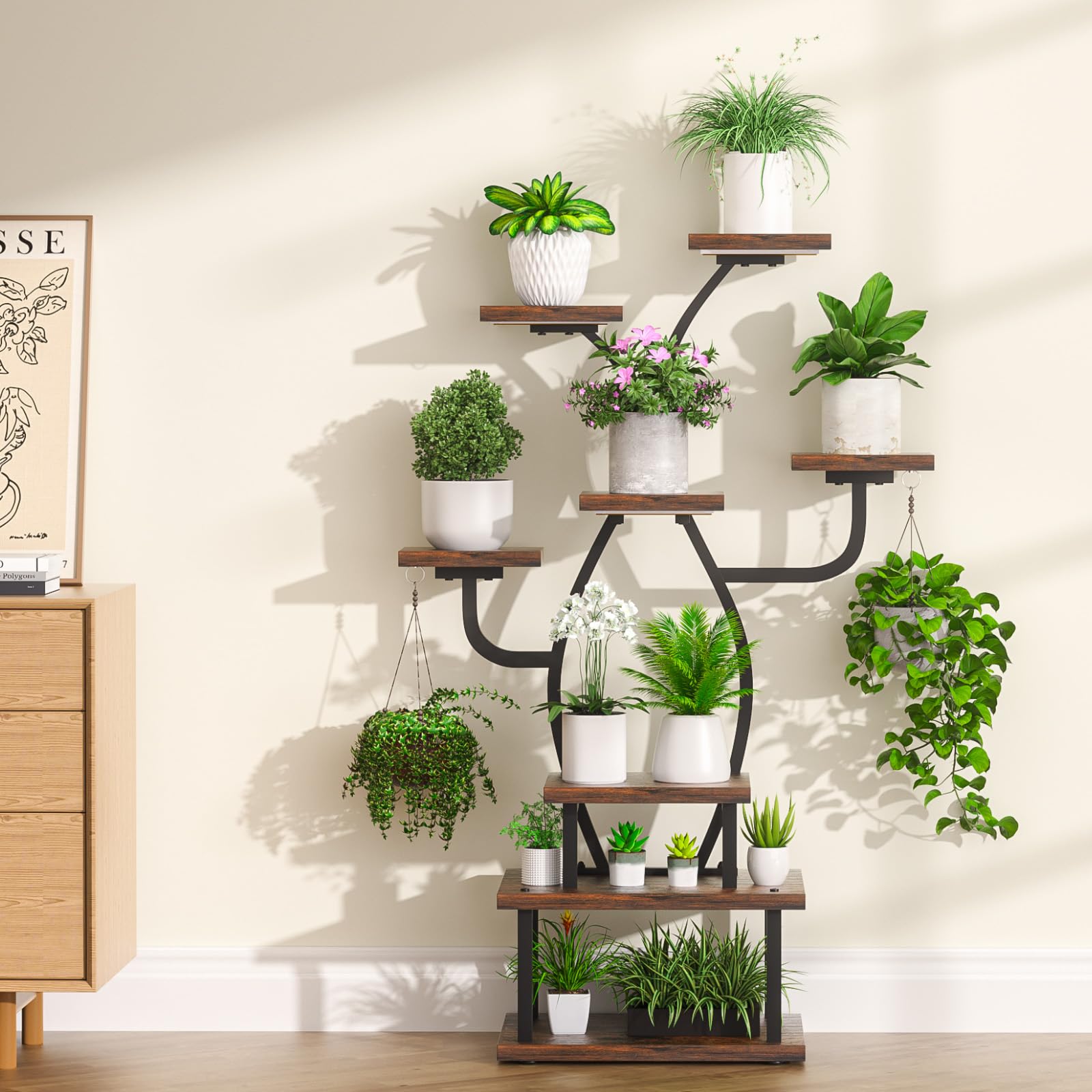 8-Tiered Indoor Plant Stand with Grow Light