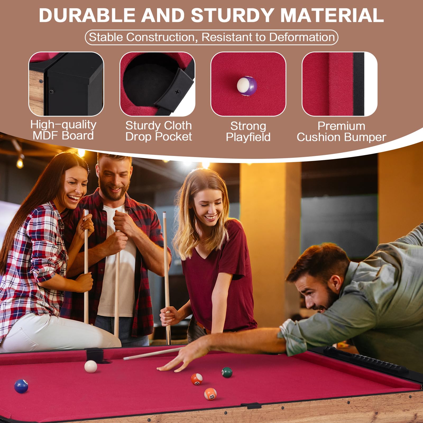 54" 2-in-1 Multi Game Table - Billiards & Foosball Combo