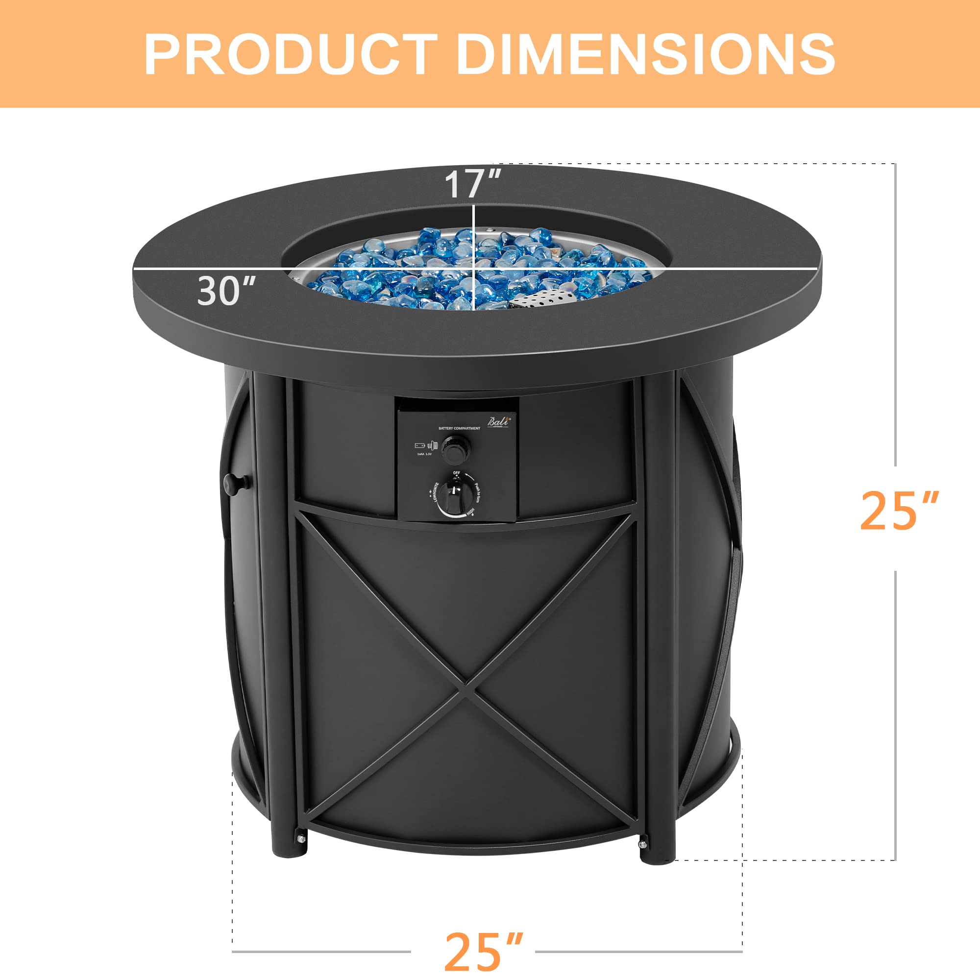 50000 BTU Propane Fire Pit Table 30 Inch Round Outdoor