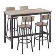 5-Piece Bar Table Set with Upholstered Stools