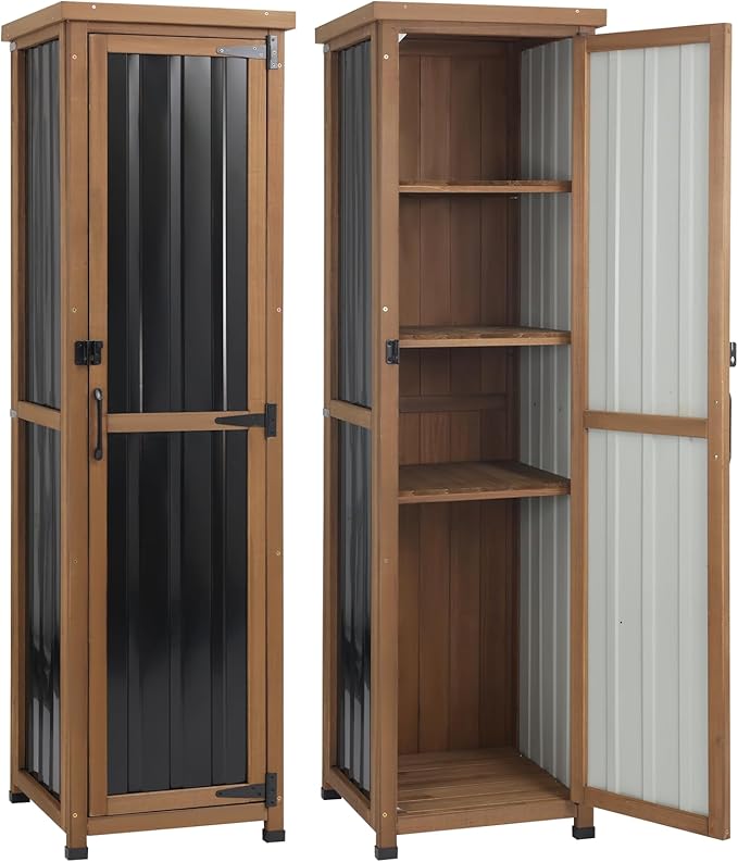 Waterproof Outdoor Storage Cabinet with Metal Top