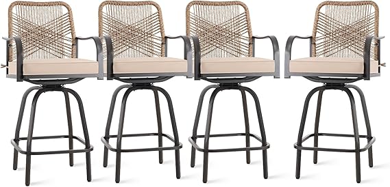 Swivel Outdoor Bar Stools Set of 4