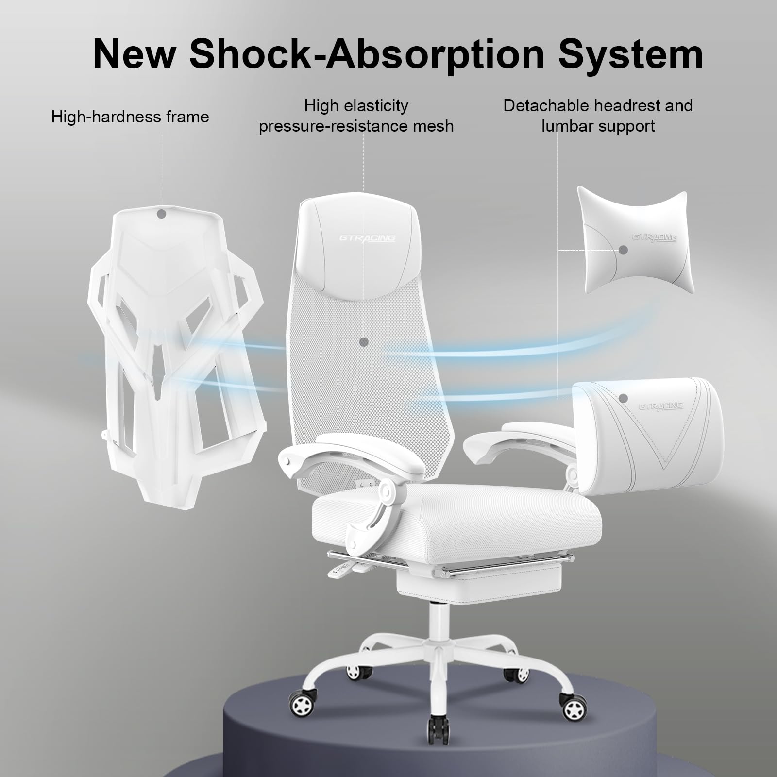 Gaming Chair with Mesh Back and Footrest