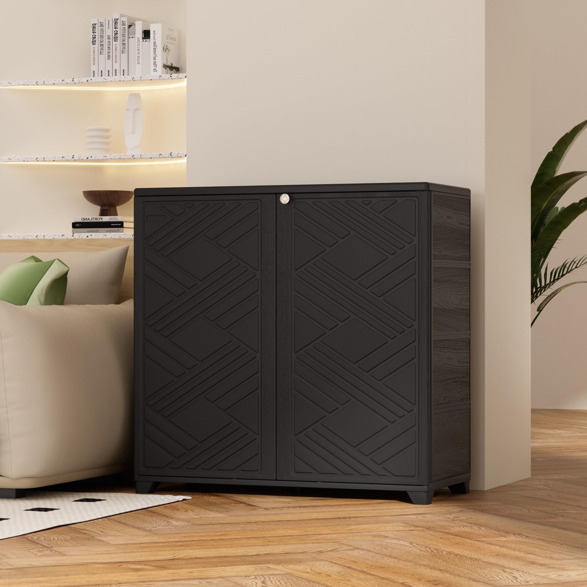 Indoor Outdoor Plastic Storage Cabinet with Shelf