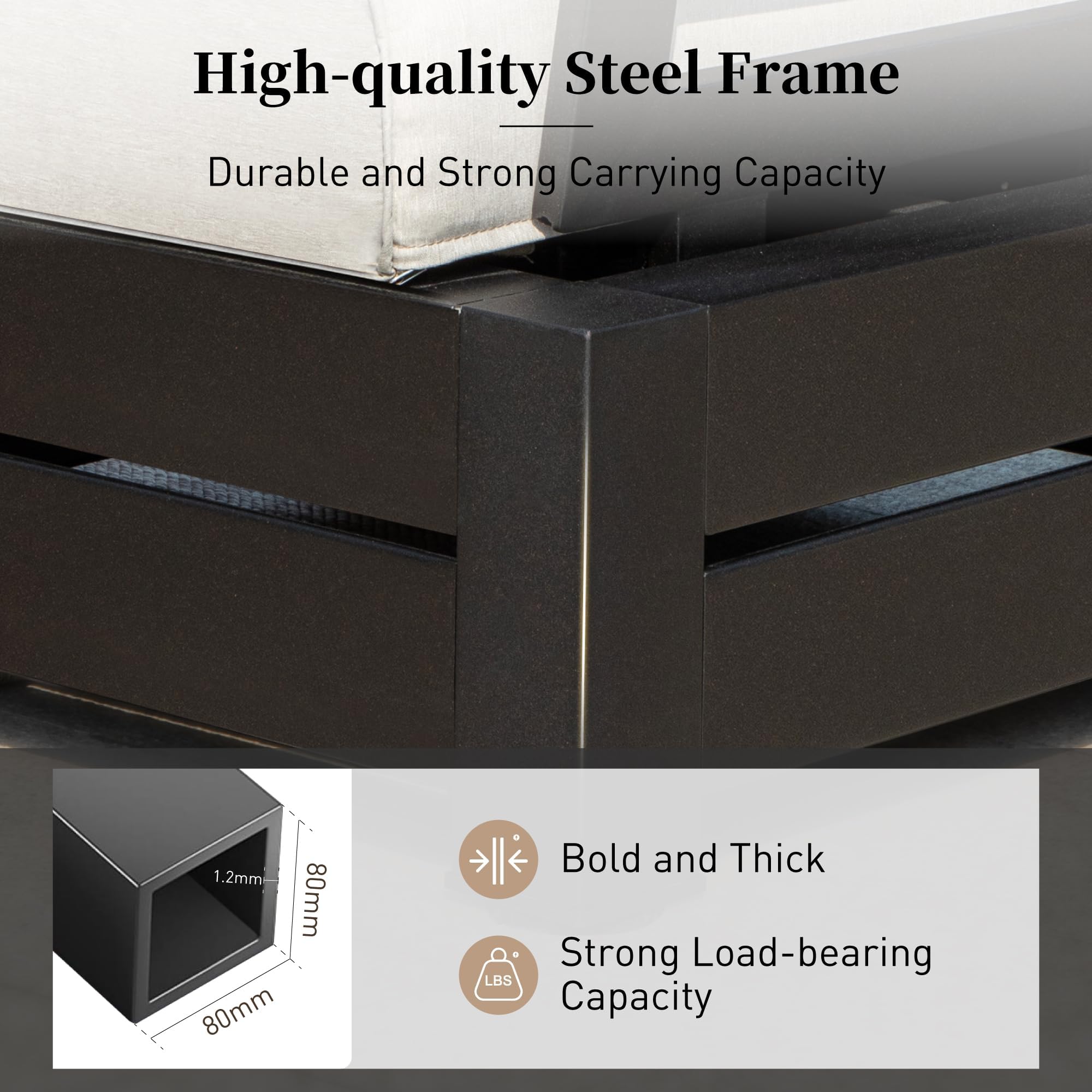 SUNSHINE VALLEY Upgraded 6-Piece Metal Patio Furniture Set with 5.9" Thick Cushion, Outdoor Sectional Furniture Conversation Set with Coffee Table & Side Table, Patio Modular L Shape Sofa for Backyard