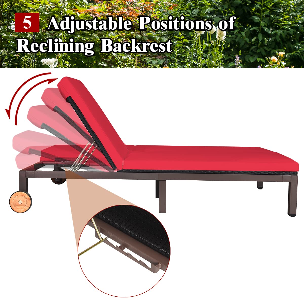 Outdoor Rattan Wicker Daybed 2-Person Chaise Lounge